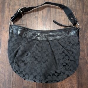 Coach Signature SOHO Leather Canvas Monogram Black Designer Bag Medium/Large